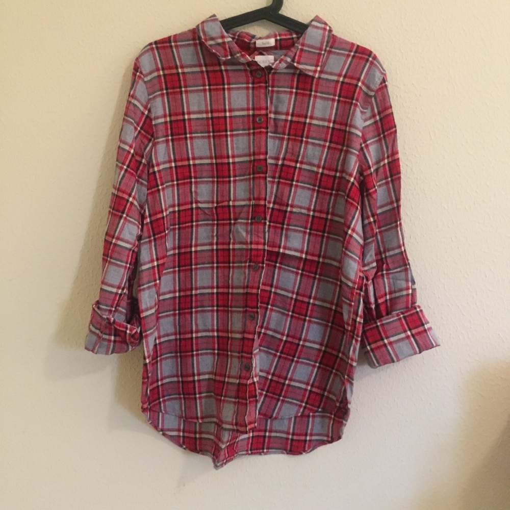 J.Crew Plaid “Boy-fit” flannel top